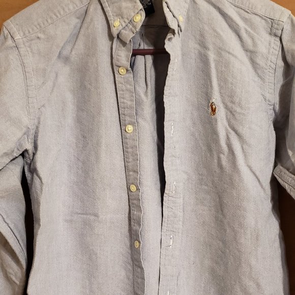 Ralph Lauren, Blue button-down dress shirt, long sleeve, Size 12 - Picture 4 of 15